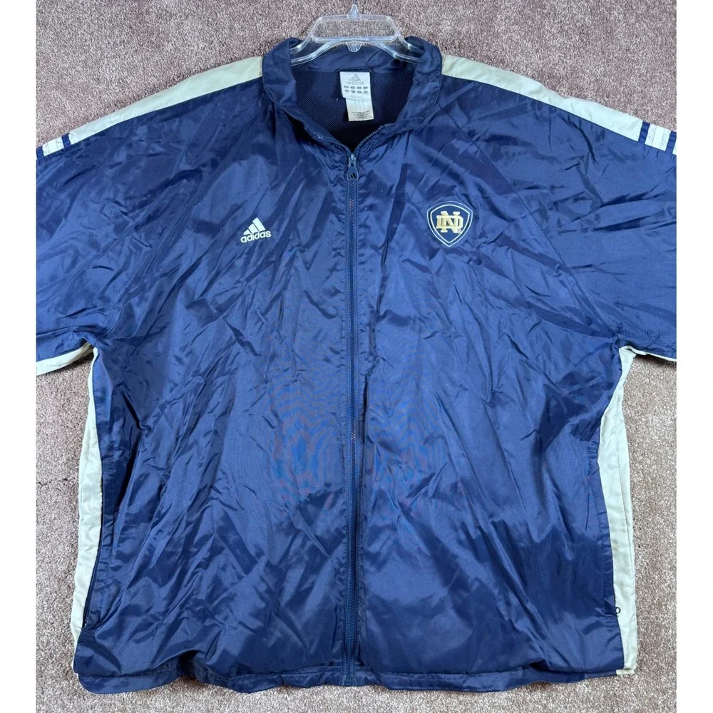 Vintage Adidas Notre Dame Fighting Irish Navy Blue‎ Full Zip Jacket Men's XXL